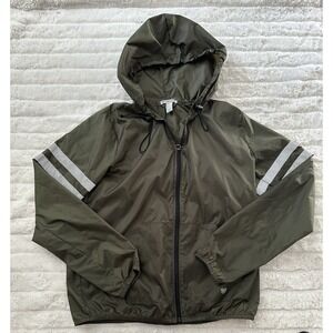 Forever 21 Women's Green And Gray Hooded Windbreaker Size L